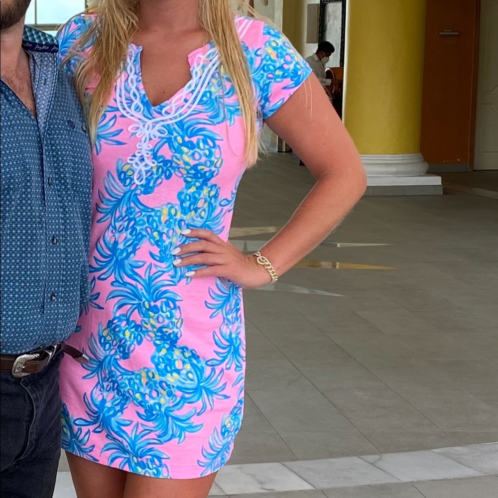 Lilly Pulitzer Pink and Blue Tropical Dress